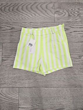 Air Space Neon Lime Stripe High-Waist Women’s Shorts